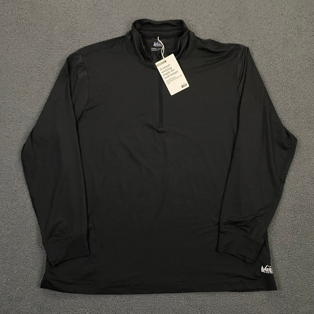 REI Co-op Active Pursuits Pullover Men XL Black Quarter-Zip UPF 50+ Hiking Top